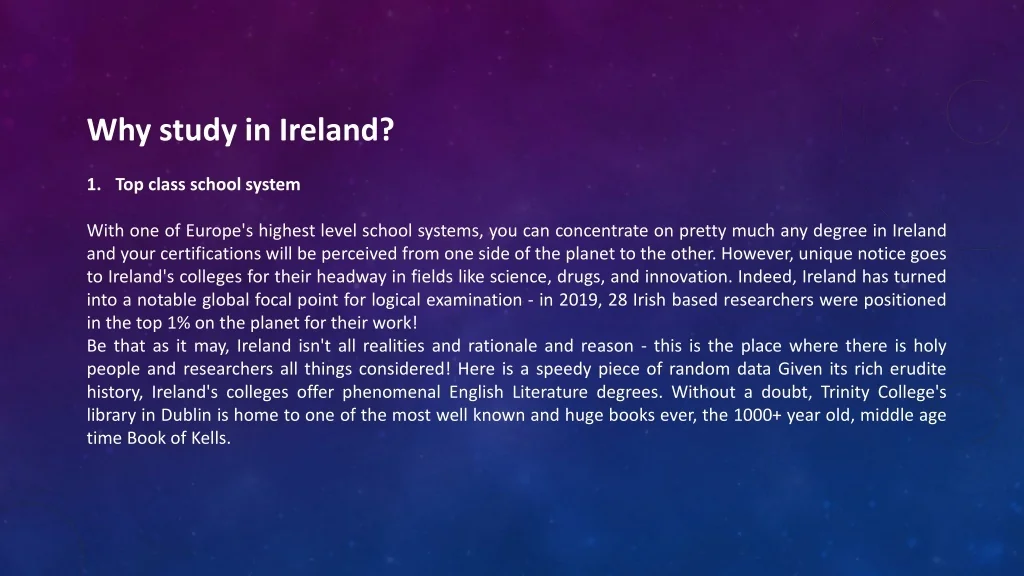 PPT - Top 6 reasons why you should study abroad in Ireland PowerPoint ...
