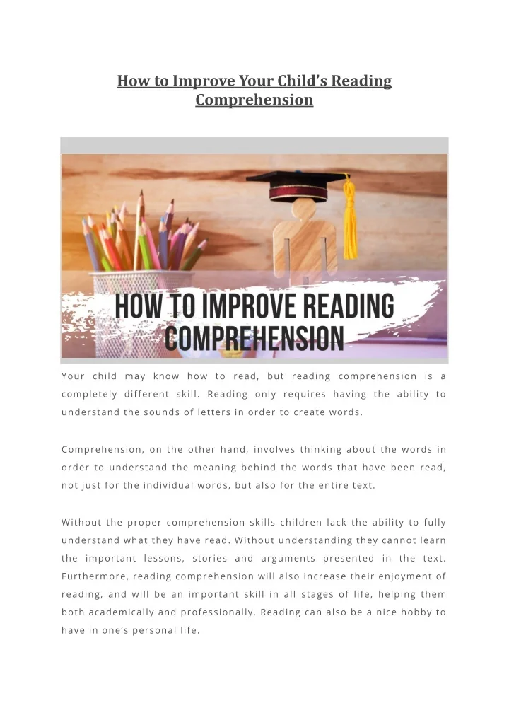 PPT - How to Improve Your Child’s Reading Comprehension PowerPoint ...
