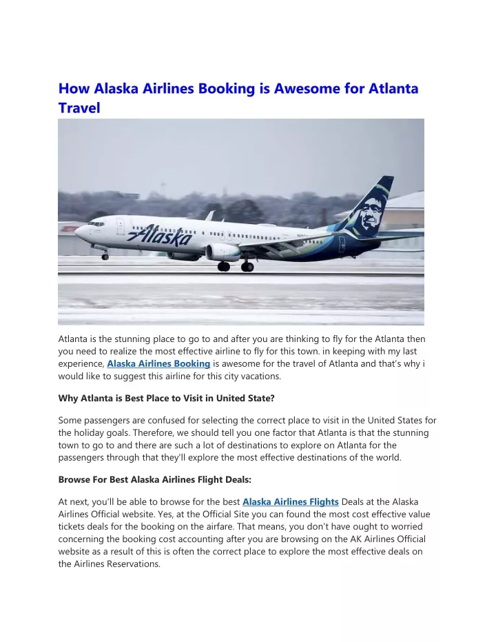 PPT How Alaska Airlines Booking is Awesome for Atlanta Travel