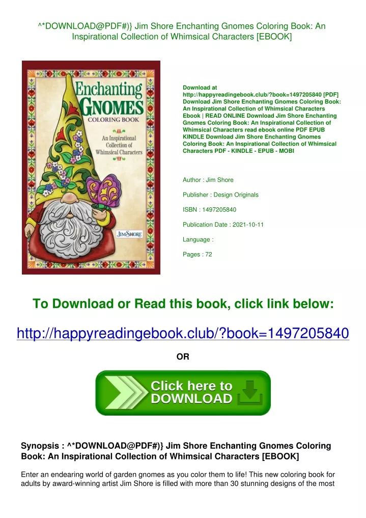 PPT ^*DOWNLOADPDF)} Jim Shore Enchanting Gnomes Coloring Book An