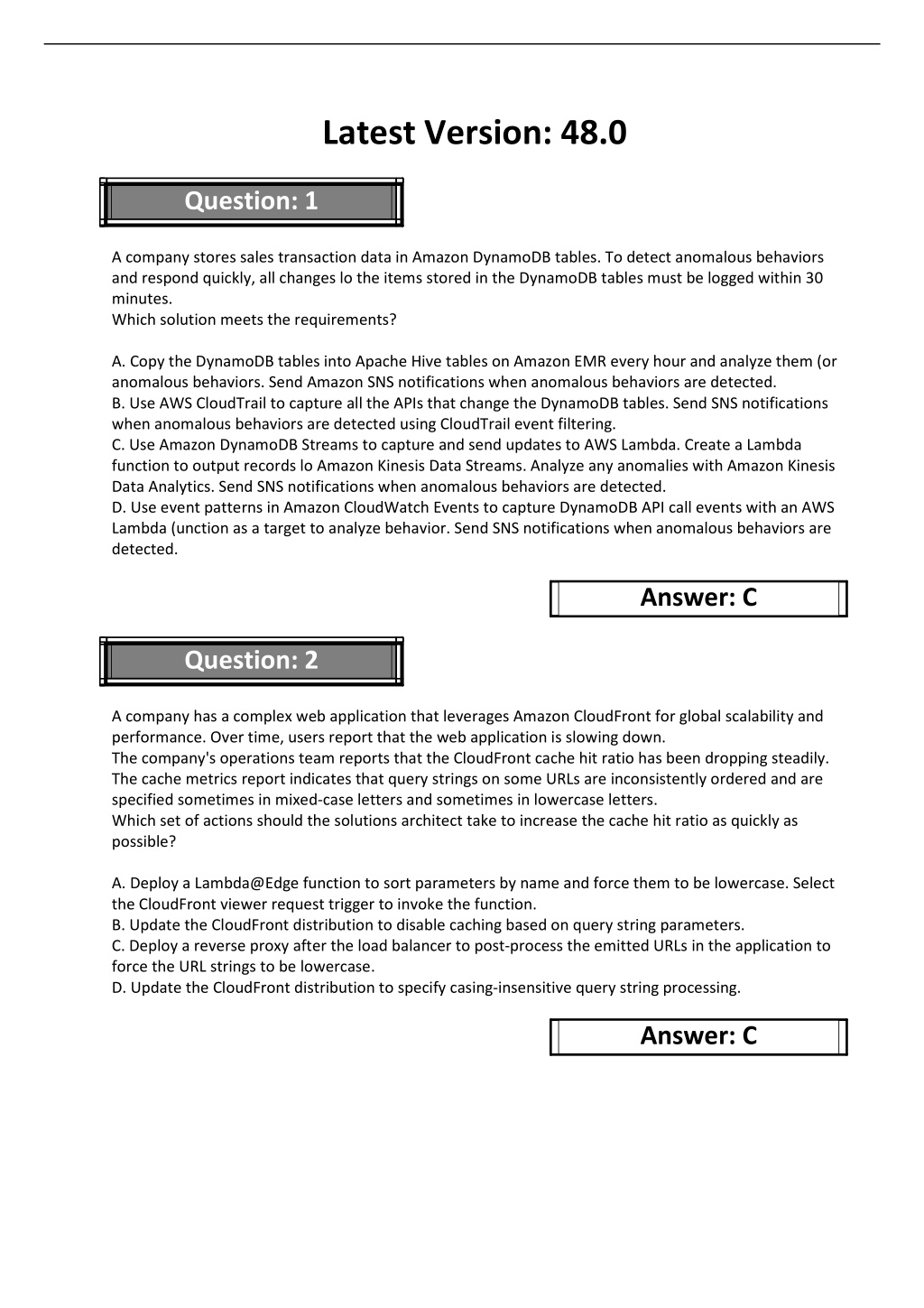 Exam SAP-C01 Exercise