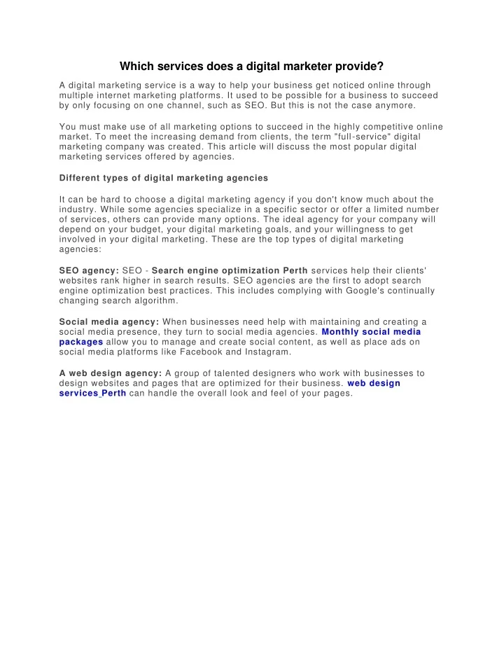 PPT Which Services Does A Digital Marketer Provide PowerPoint 