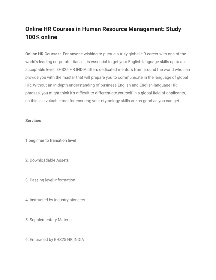 PPT Online HR Courses In Human Resource Management Study 100 Online 