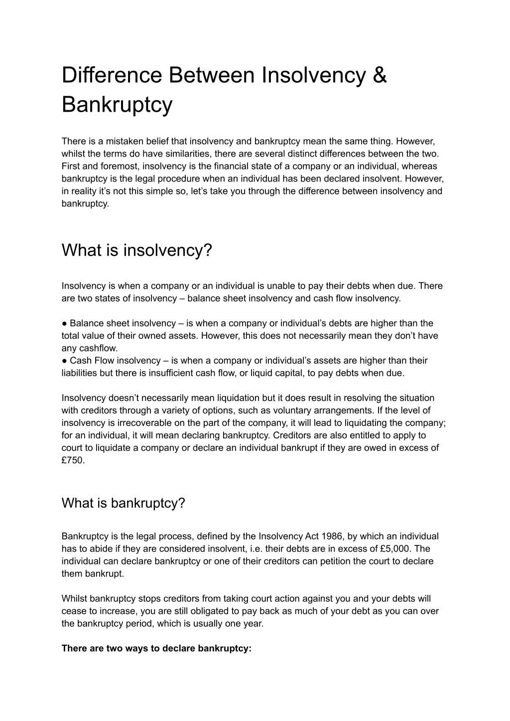 PPT - Difference Between Insolvency & Bankruptcy PowerPoint ...