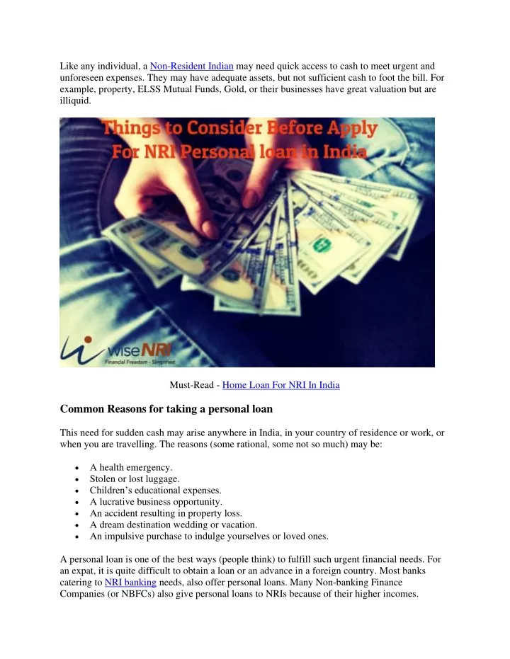 PPT - Things to Consider Before Apply For NRI Personal loan in India