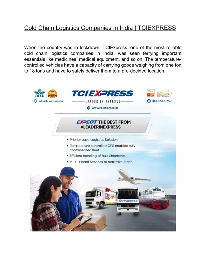 Ppt Cold Chain Logistics Companies In India Tciexpress Powerpoint Presentation Id11206959 3734