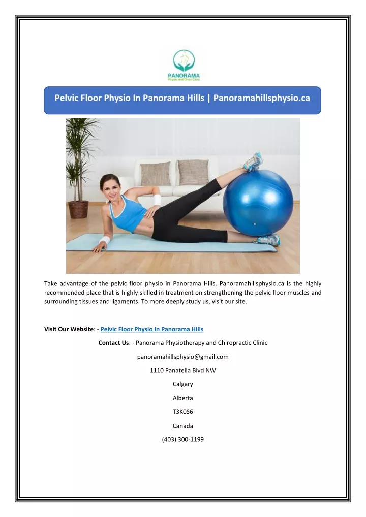 PPT - Pelvic Floor Physio In Panorama Hills | Panoramahillsphysio.ca ...