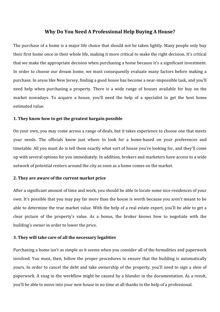 PPT Why Do You Need A Professional Help Buying A Houseconverted PowerPoint Presentation ID