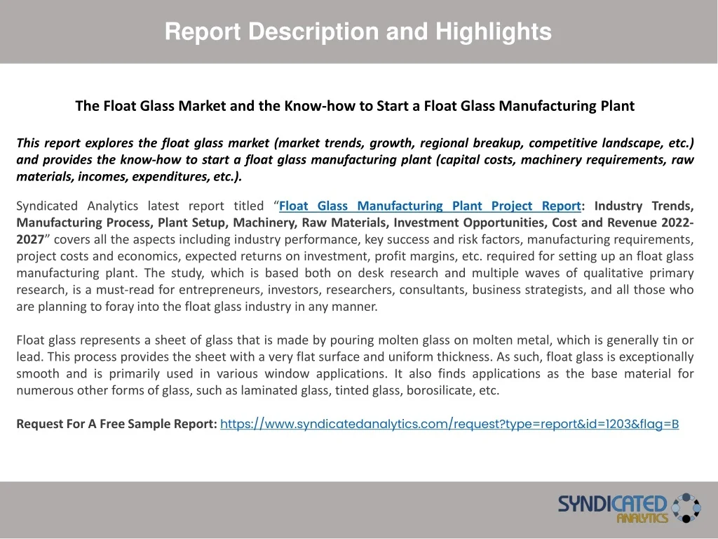 PPT Float Glass Manufacturing Plant Project Report PDF 20222027