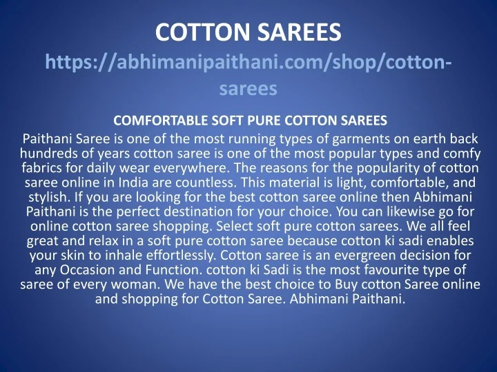 PPT Cotton saree Buy Cotton ki Sadi Online Abhimani Paithani