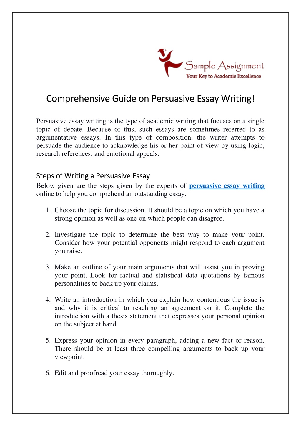 persuasive essay writing guide