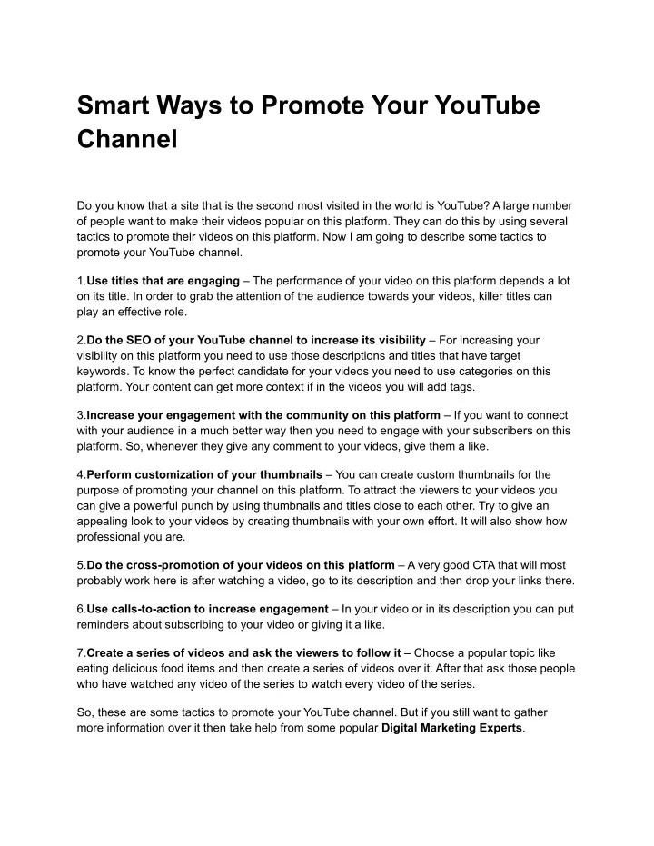 PPT - Smart Ways To Promote Your YouTube Channel PowerPoint ...