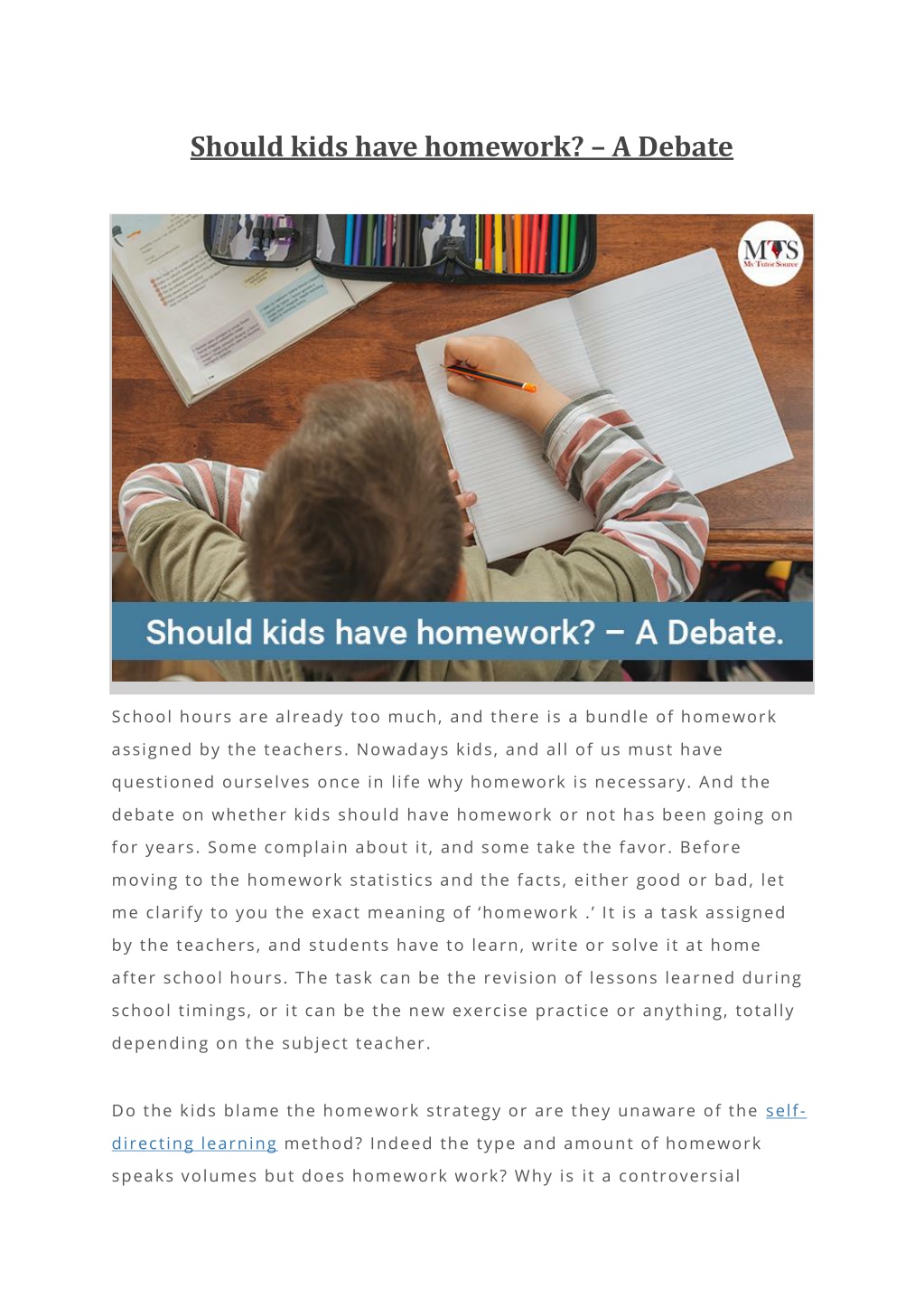 debate on homework should be given