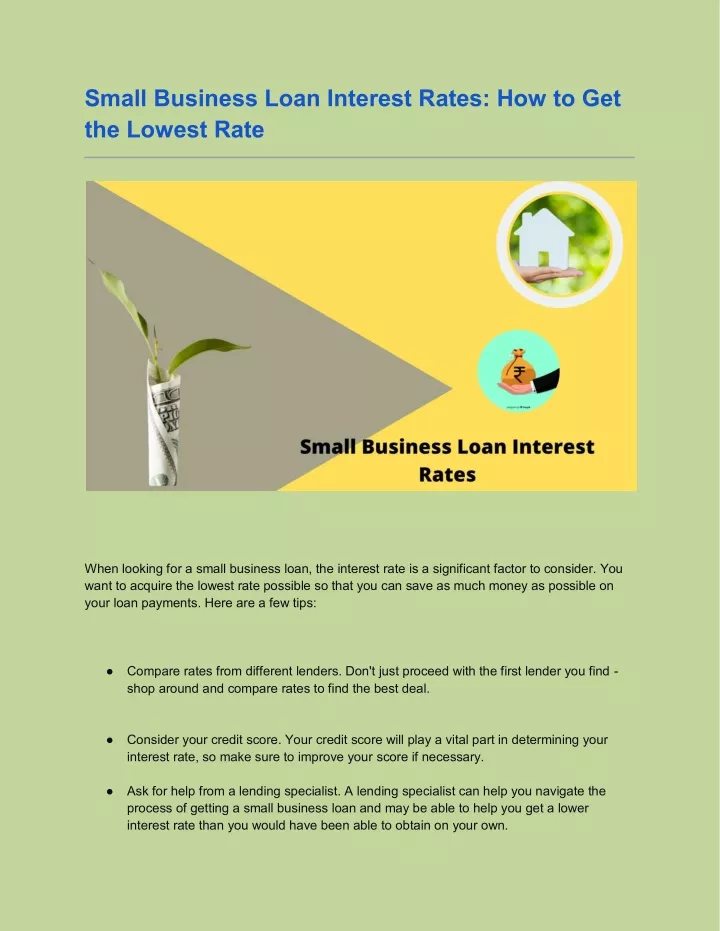 PPT Small Business Loan Interest Rates How to Get the Lowest Rate