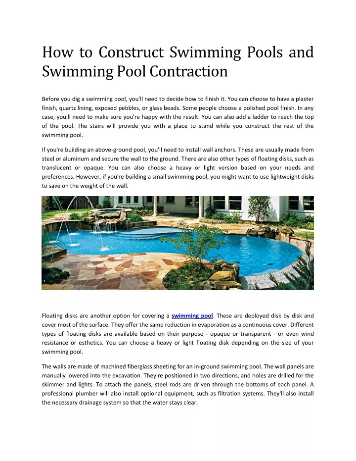 PPT - How to Construct Swimming Pools and Swimming Pool Contraction ...