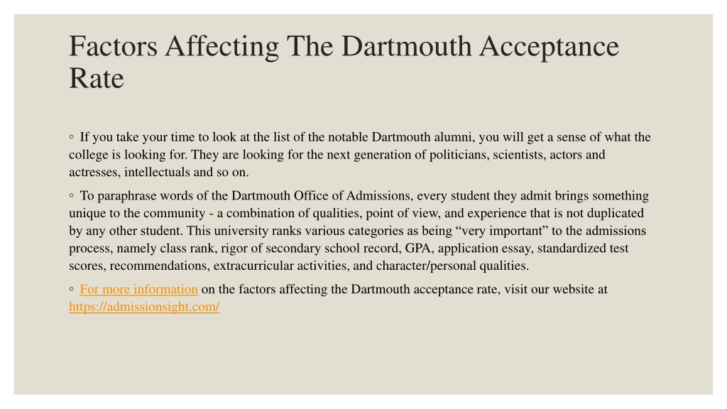 PPT Factors Affecting The Dartmouth Acceptance Rate PowerPoint