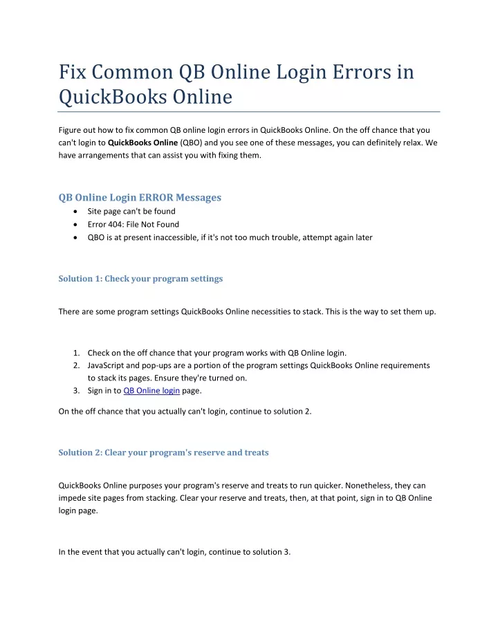 PPT Fix Common QB Online Login Errors in QuickBooks Online PowerPoint