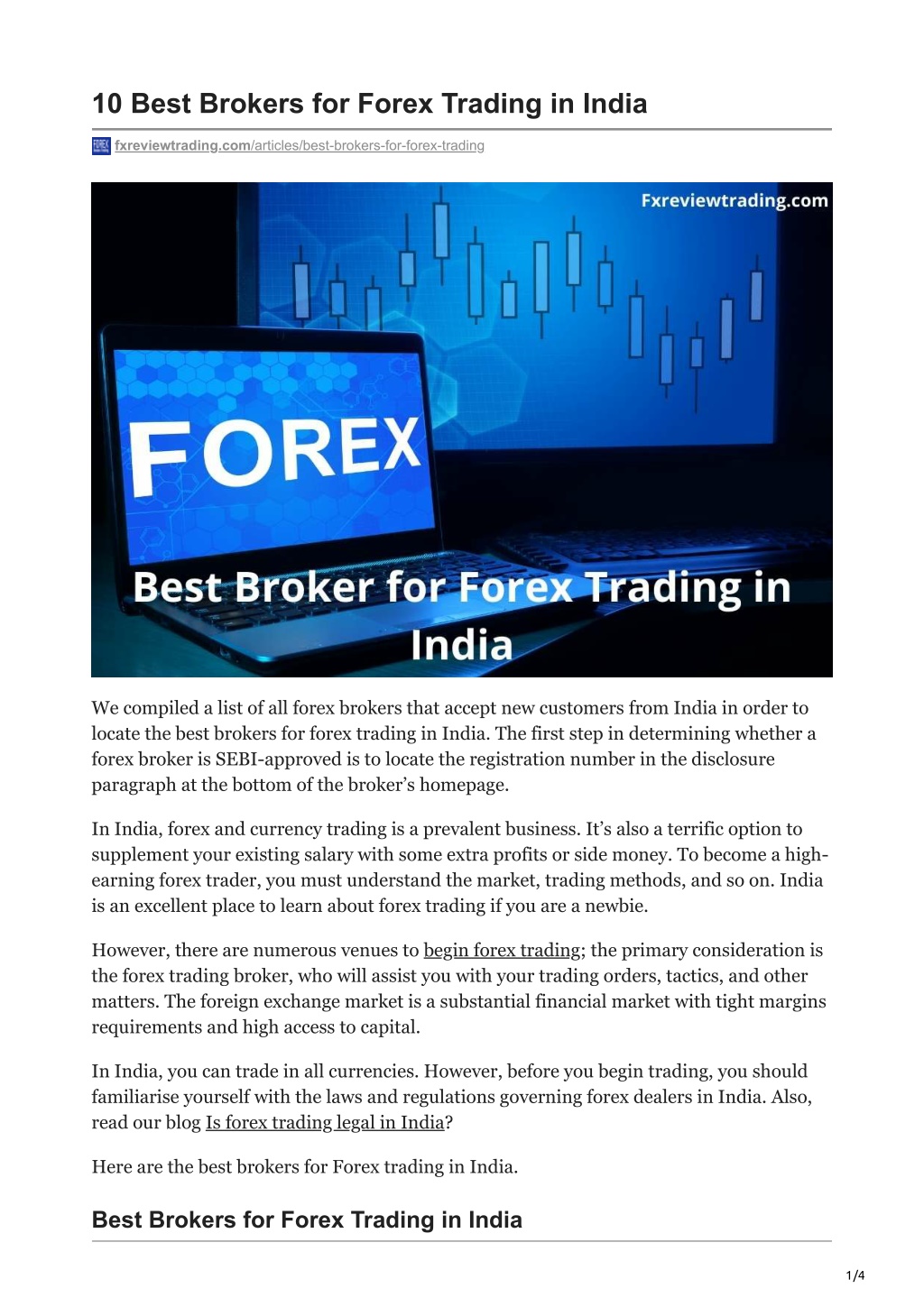 Brokers For Forex Trading In India