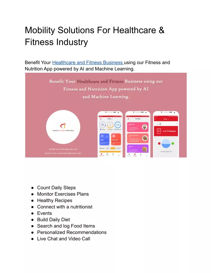 PPT Mobility Solutions For Healthcare & Fitness Industry PowerPoint