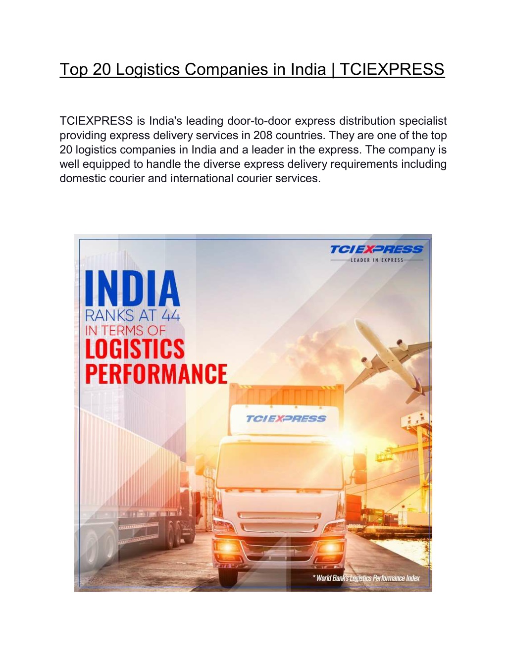 Top 20 Logistics Companies In India