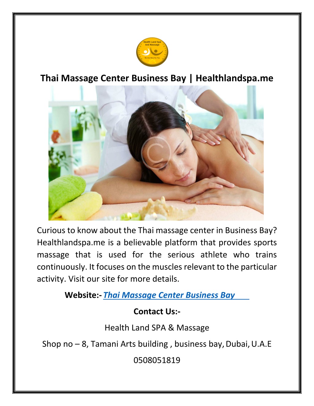 Ppt Thai Massage Center Business Bay Healthlandspa Me Powerpoint