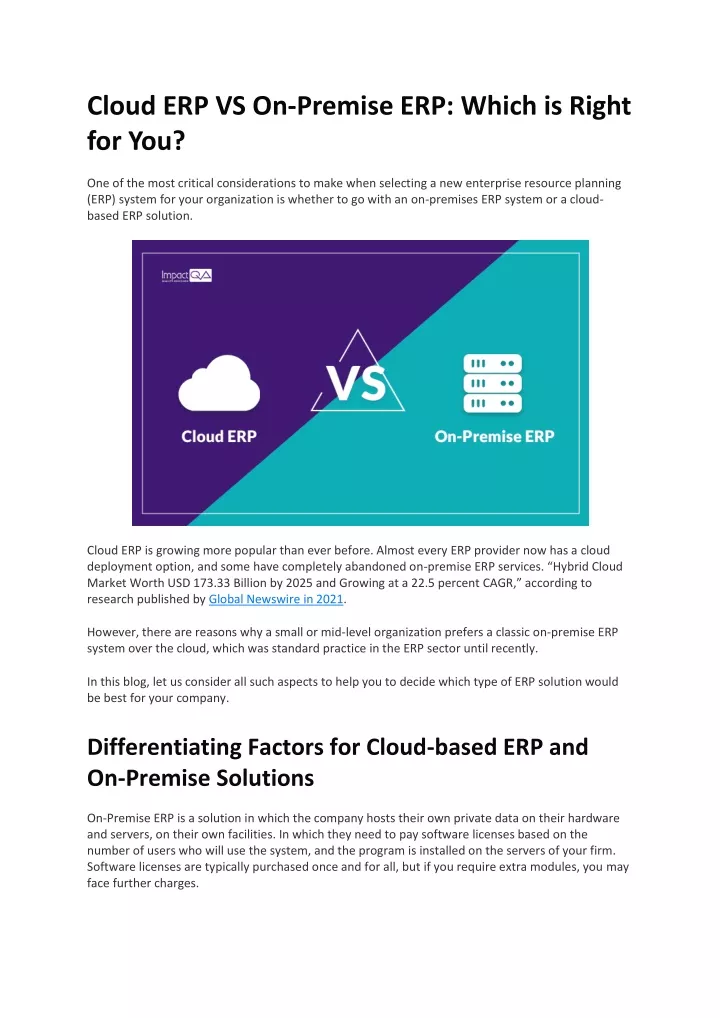 PPT - Cloud ERP VS On Premise ERP PowerPoint Presentation, Free ...