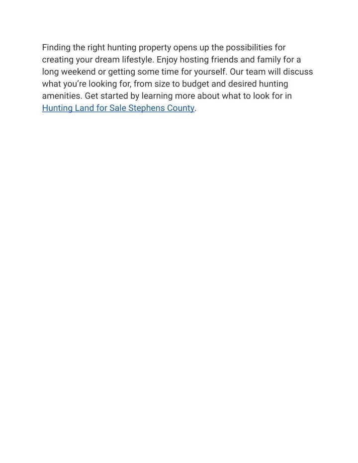 PPT Hunting Land for Sale Stephens County PowerPoint Presentation
