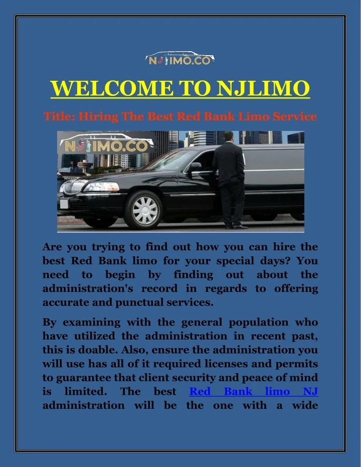 PPT Hiring The Best Red Bank Limo Service PowerPoint Presentation