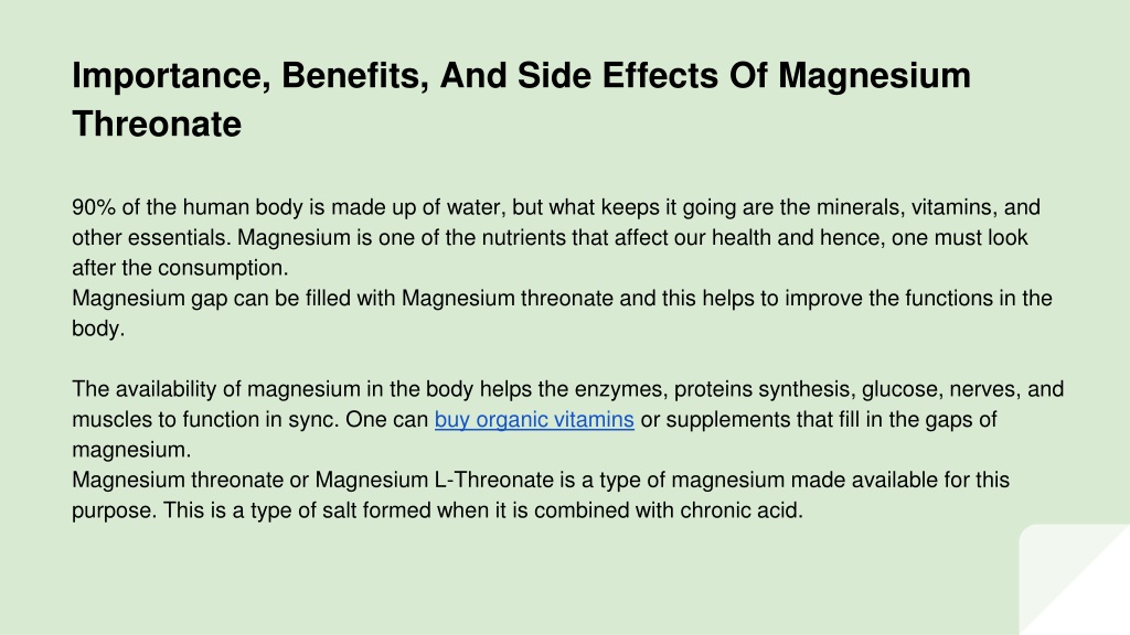 PPT   Importance, Benefits, And Side Effects Of Magnesium Threonate