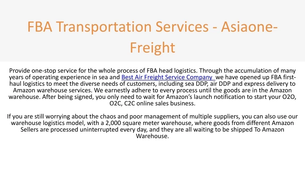 PPT - Best Air Freight Service Company PowerPoint Presentation, free ...