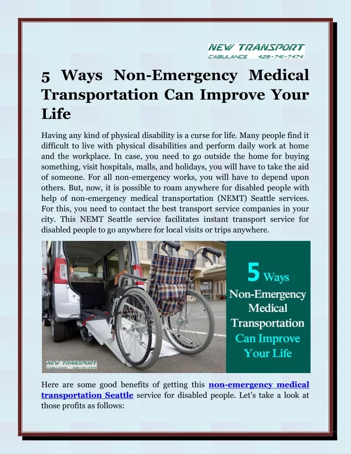 PPT - 5 Ways Non-Emergency Medical Transportation Can Improve Your Life ...