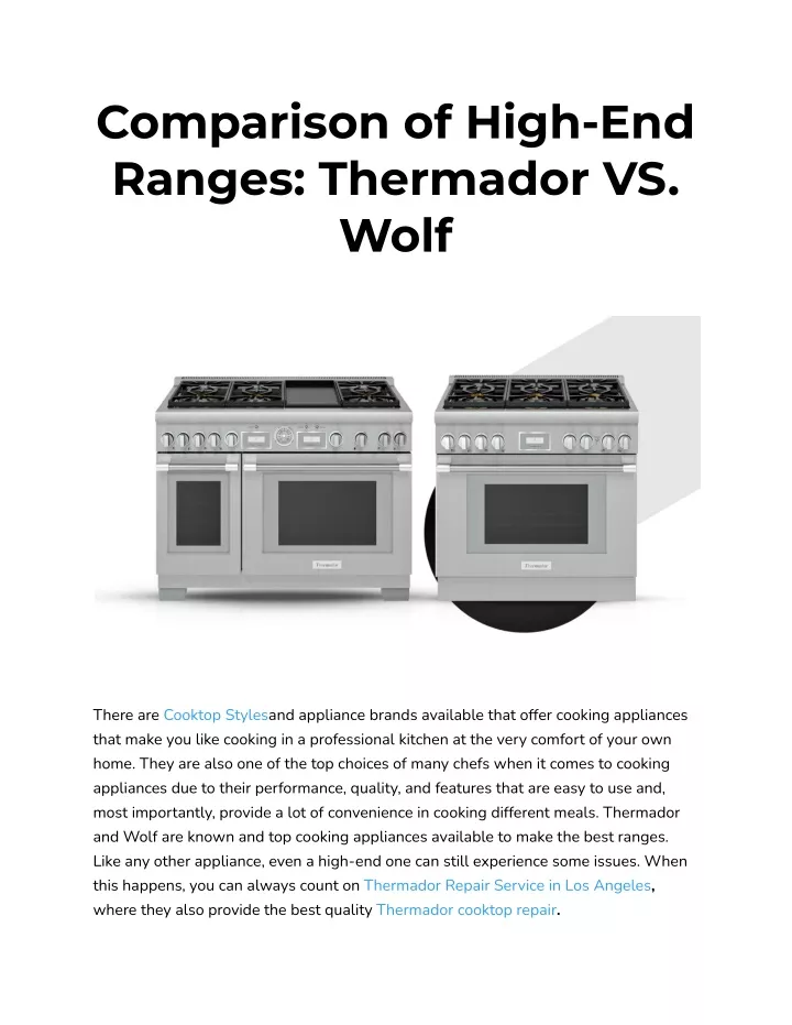 PPT Comparison of HighEnd Ranges_ Thermador VS. Wolf PowerPoint
