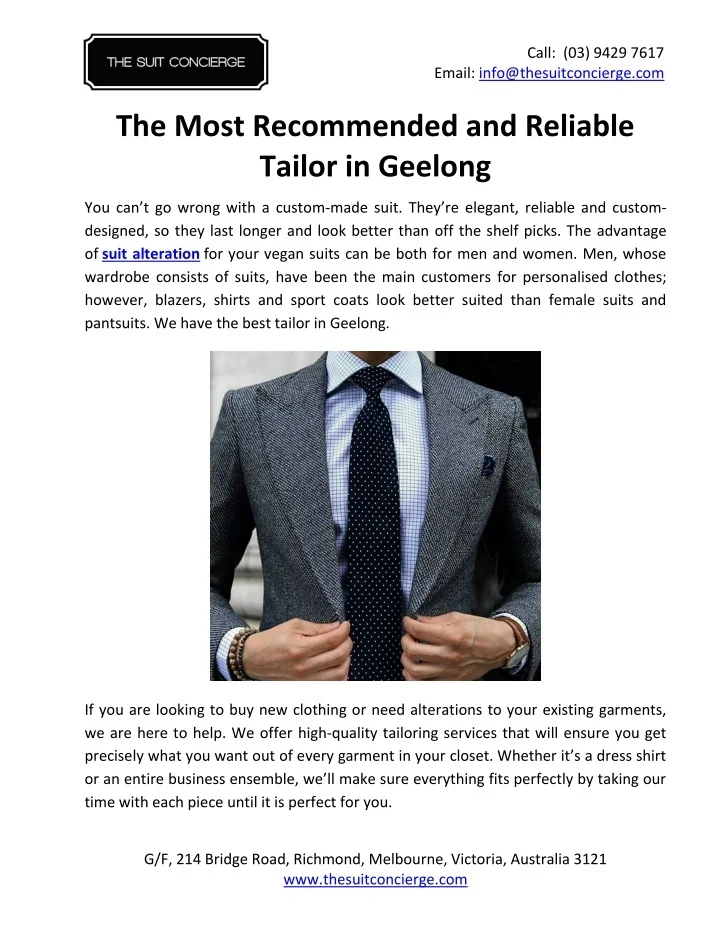 PPT The Most and Reliable Tailor in Geelong PowerPoint