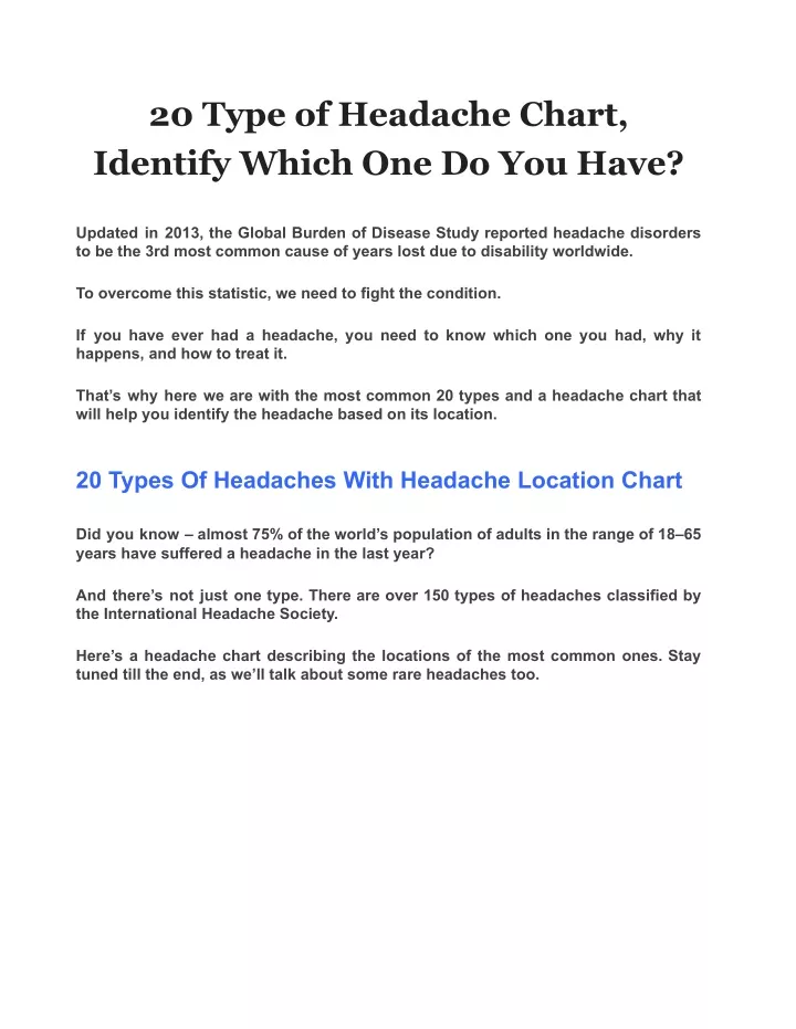 20 Type Of Headache Chart Identify Which N 