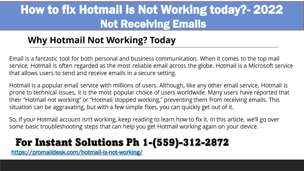 PPT How to fix Hotmail Not Working today 1(559)3122872, PowerPoint