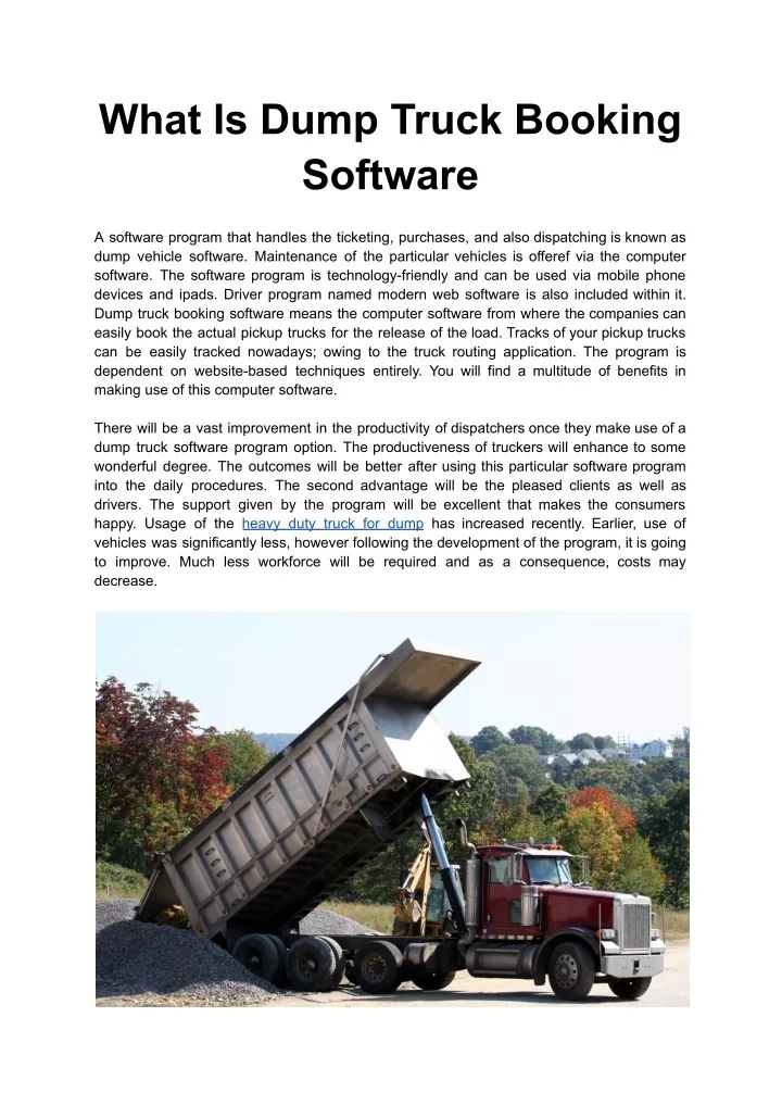 PPT What Is Dump Truck Booking Software PowerPoint Presentation, free