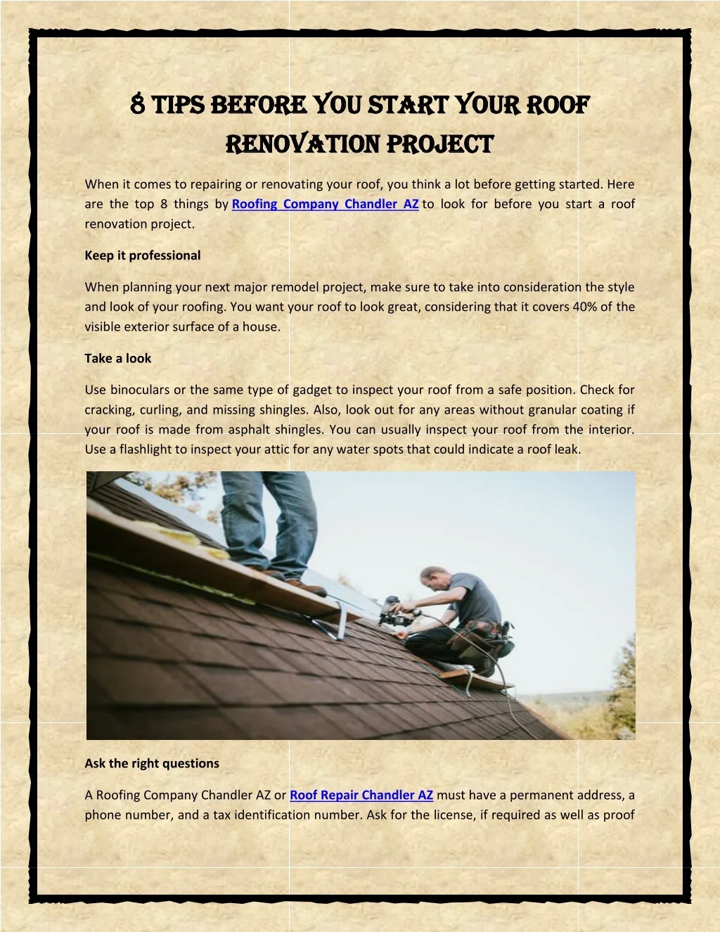 PPT - 8 Tips Before you Start your Roof Renovation Project PowerPoint ...
