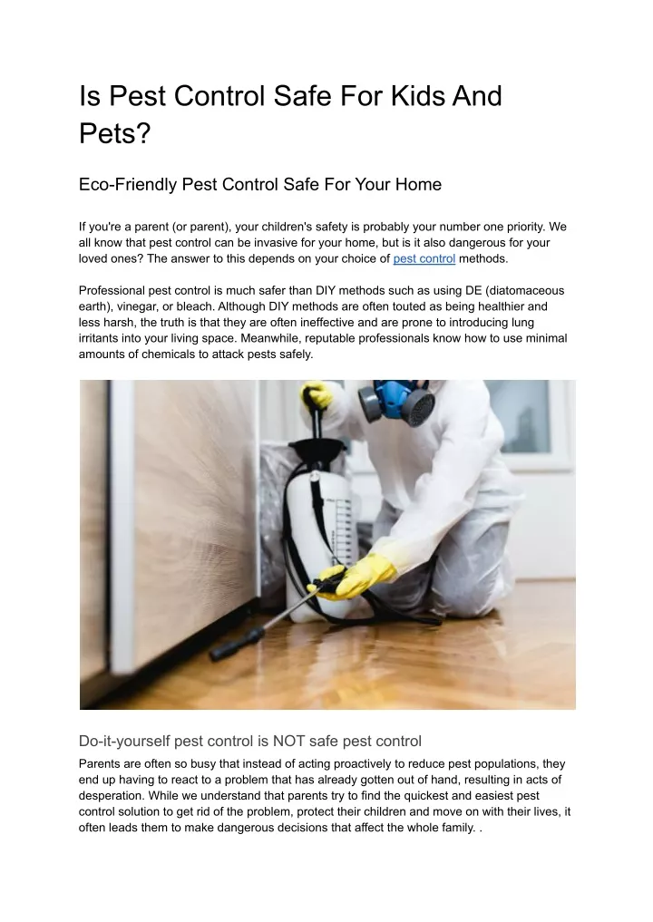 PPT Is Pest Control Safe For Kids And Pets? PowerPoint Presentation