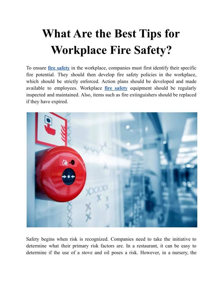 PPT - What Are the Best Tips for Workplace Fire Safety PowerPoint ...