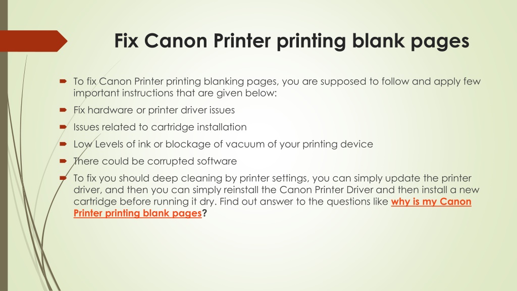 PPT - Why is my Canon Printer printing blank pages PowerPoint ...