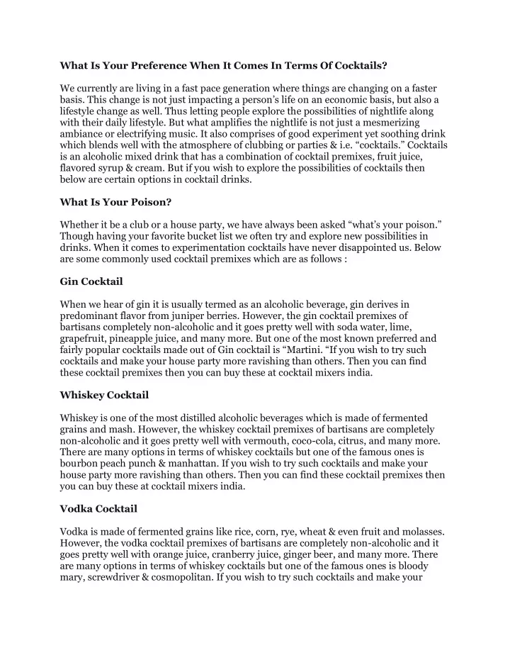 ppt-what-is-your-preference-when-it-comes-in-terms-of-cocktails