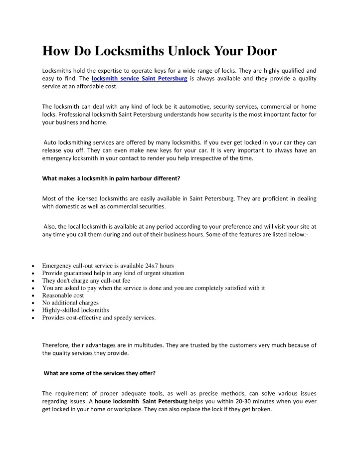 PPT How Do Locksmiths Unlock Your Door? PowerPoint Presentation, free