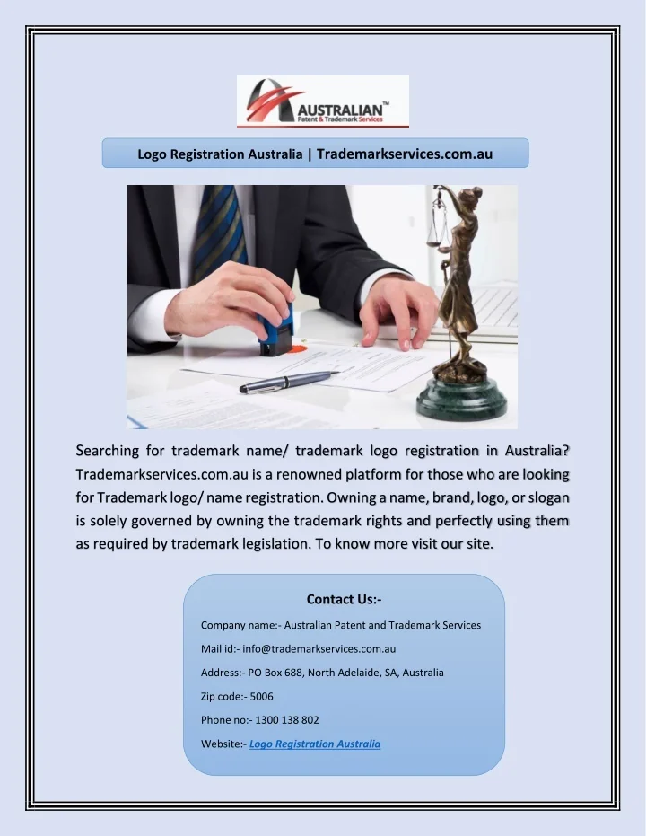 Illustration of Australia Trademark Registration Office