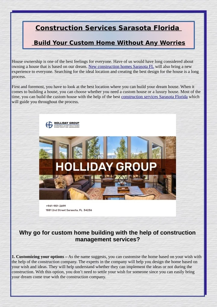 PPT Construction Services Sarasota Florida Build Your Custom Home