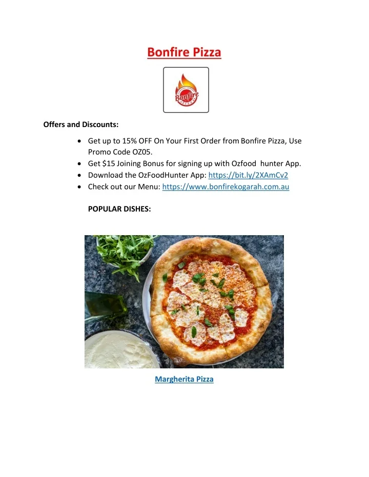 PPT 15 Off Bonfire Pizza Restaurant Kogarah Menu, NSW PowerPoint