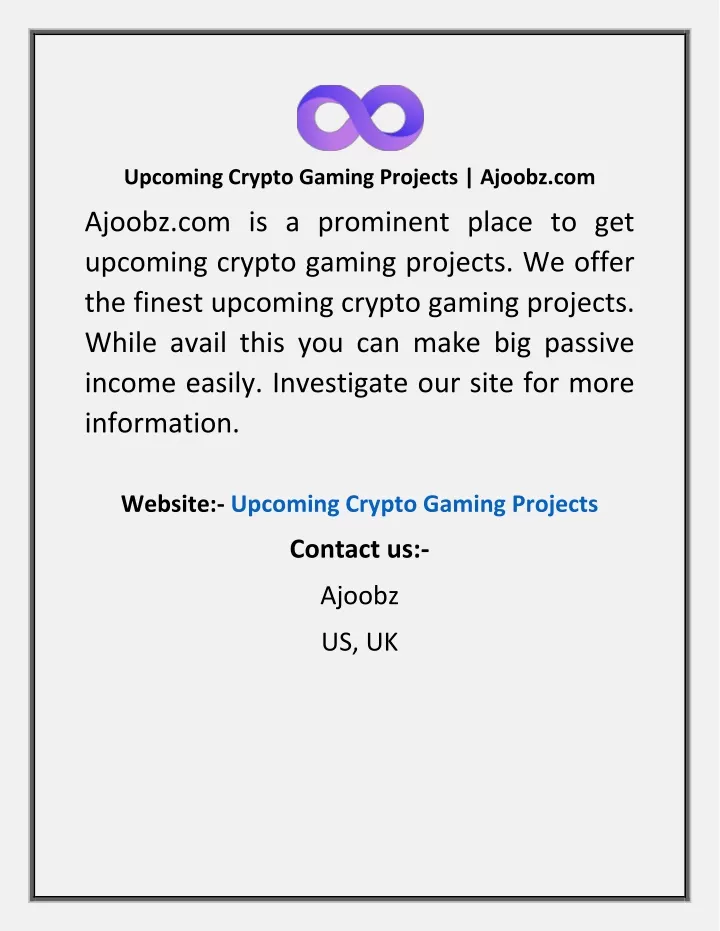 Ppt upcoming crypto gaming projects ajoobz powerpoint presentation