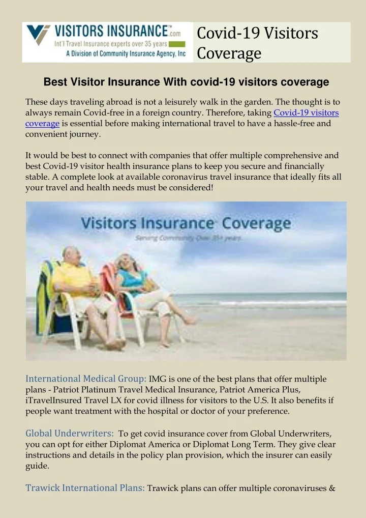 PPT Covid19 Visitors Coverage. Best Visitor Insurance With covid19