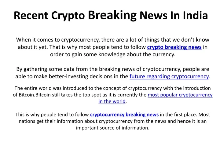 breaking crypto news india