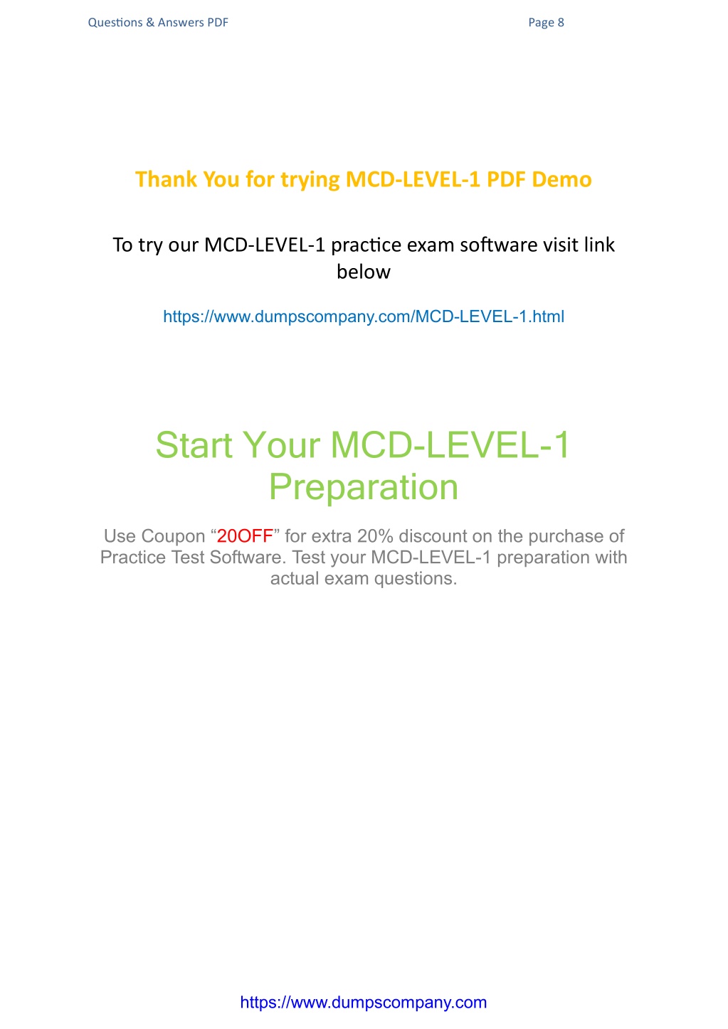 MCD-Level-1 Valid Test Experience