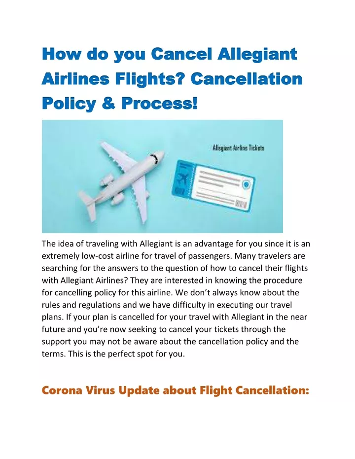 PPT How do you Cancel Allegiant Airlines Flights? Cancellation Policy